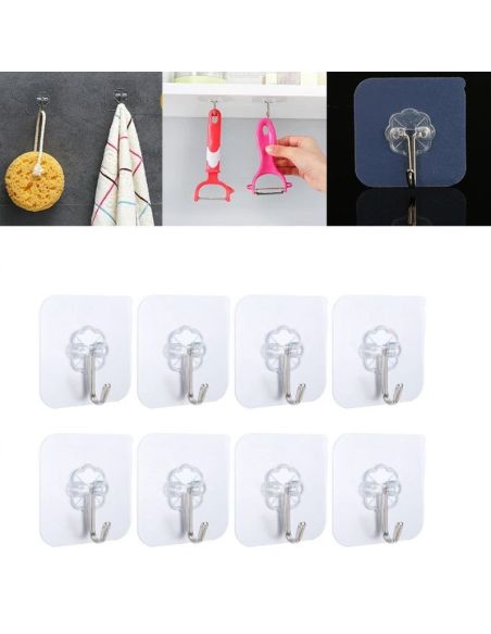 Set 8 carlige reutilizabile si ultra rezistente, carlige multifunctionale, Elastix