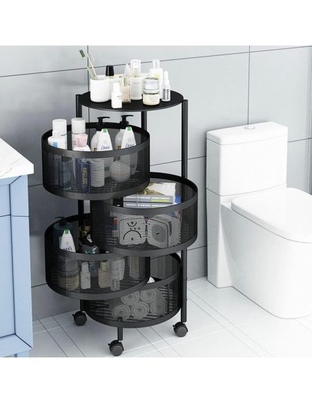 Raft metalic rotativ 4 etaje Pantry Pro, organizator bucatarie, Elastix