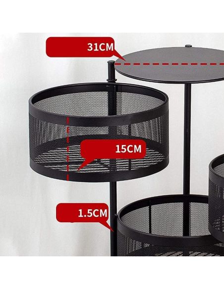 Raft metalic rotativ 4 etaje Pantry Pro, organizator bucatarie, Elastix