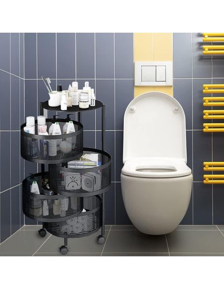 Raft metalic rotativ 4 etaje Pantry Pro, organizator bucatarie, Elastix