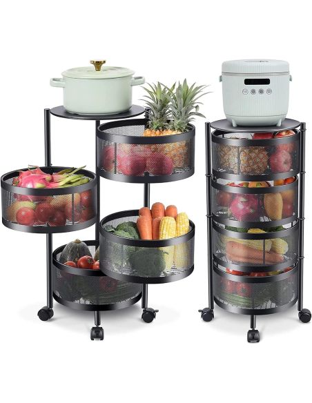 Raft metalic rotativ 4 etaje Pantry Pro, organizator bucatarie, Elastix