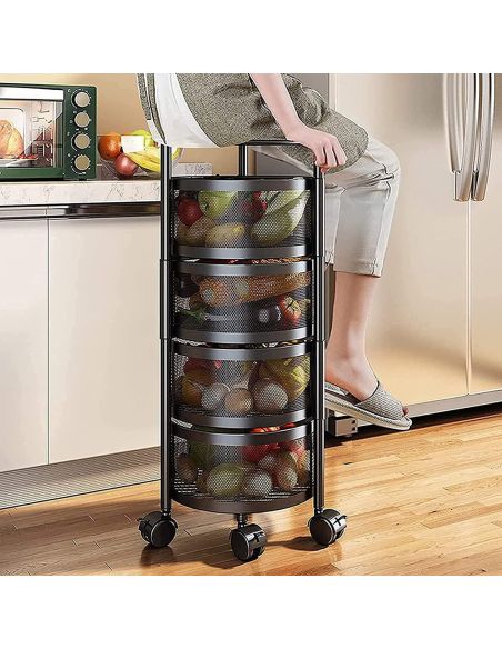 Raft metalic rotativ 4 etaje Pantry Pro, organizator bucatarie, Elastix