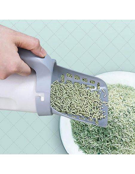 Lopatica cu saculeti pentru litiera, lopatica cu recipient, lopatica litiera, curatator litiere, Elastix