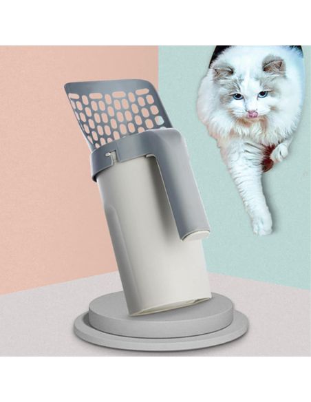 Lopatica cu saculeti pentru litiera, lopatica cu recipient, lopatica litiera, curatator litiere, Elastix