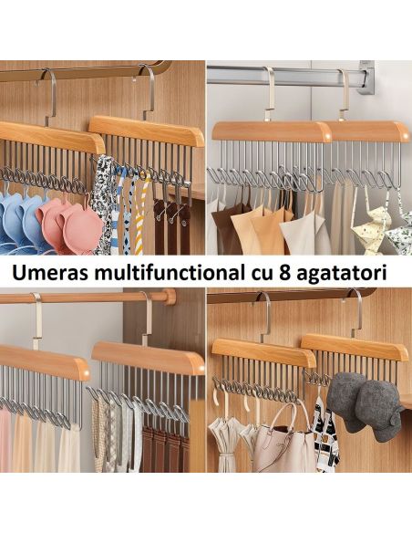 Umeras cu 8 carlige, umeras cravate, umeras premium, umeras multifunctional, Elastix