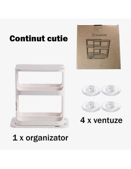 Organizator rotativ, raft dublu, organizator condimente, organizator cosmetice,  Elastix