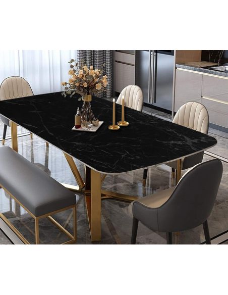 Autocolant blat bucatarie model marmura neagra, autocolant mobila, autocolant autoadeziv, folie mobila Elastix