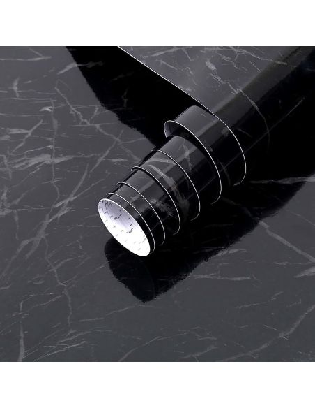 Autocolant blat bucatarie model marmura neagra, autocolant mobila, autocolant autoadeziv, folie mobila Elastix