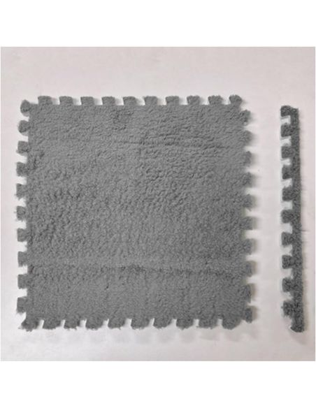Set 20 bucati mocheta 30 x 30 cm, covor pufos gri tip puzzle, placi covor, placi mocheta Elastix