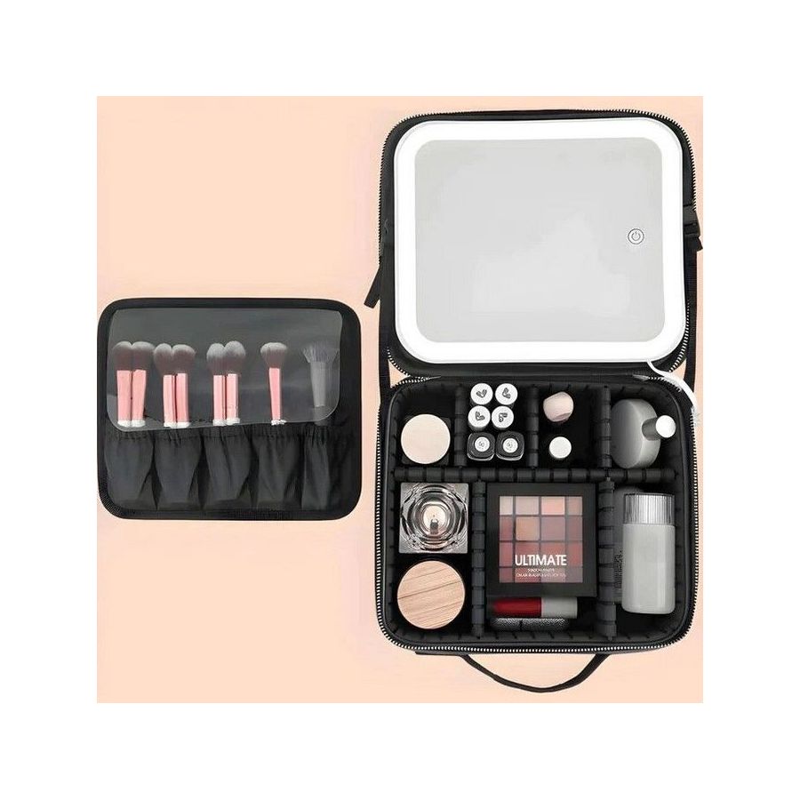 Geanta make-up cu oglinda si lumina LED, geanta...