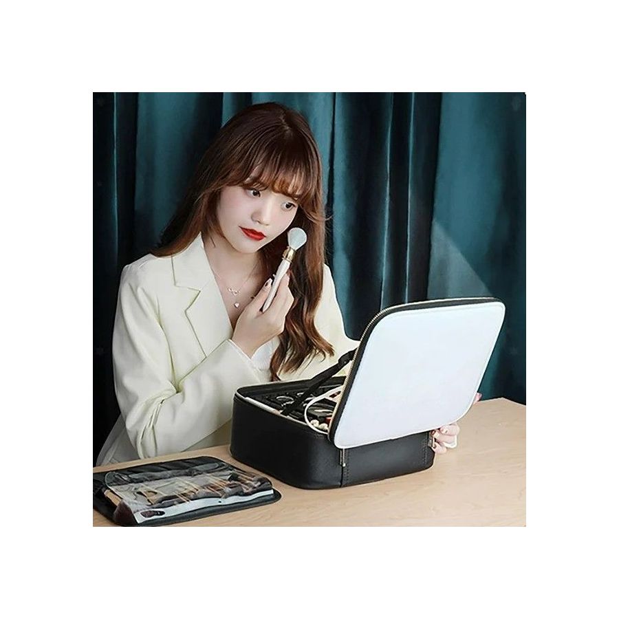 Geanta make-up cu oglinda si lumina LED, geanta...