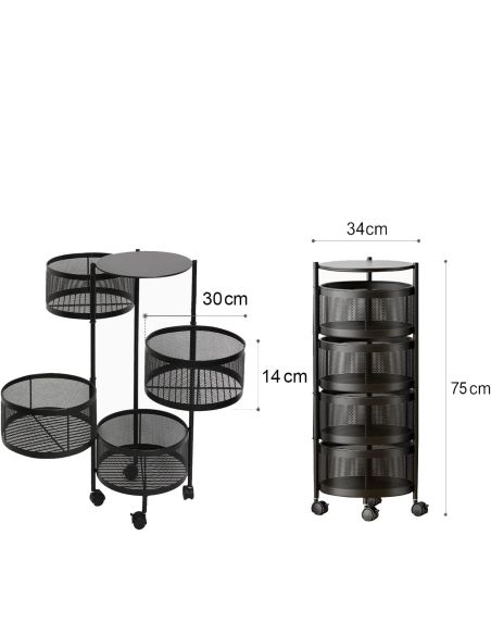 Raft metalic rotativ 4 etaje Pantry Pro, organizator bucatarie, Elastix