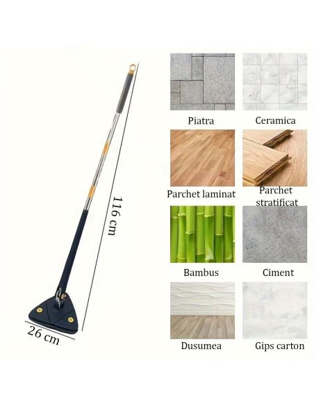 Mop multifunctional, mop triunghiular, mop telescopic, mop 360 gr, Elastix