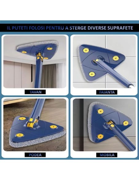 Mop multifunctional, mop triunghiular, mop telescopic, mop 360 gr, Elastix