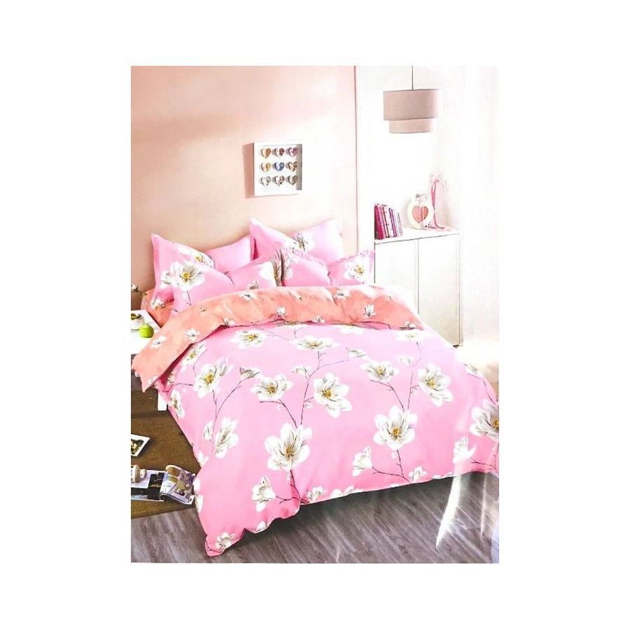 Lenjerie bumbac pink withe flowers, 2persoane,...