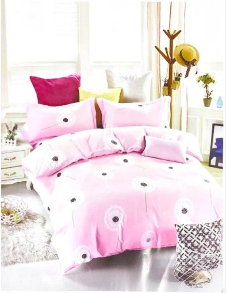 Lenjerie bumbac Dandelion, 2persoane, 4 piese, Elastix