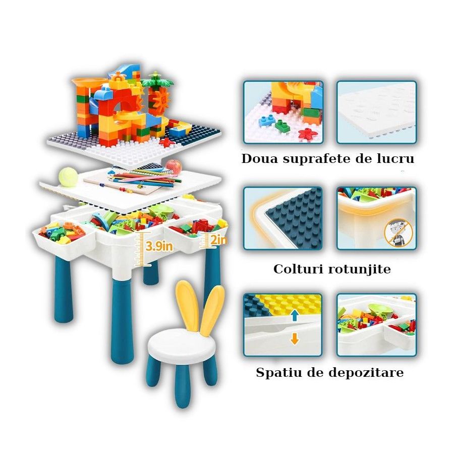 Set 2 mese tip lego pentru copii + 1 scaunel +...