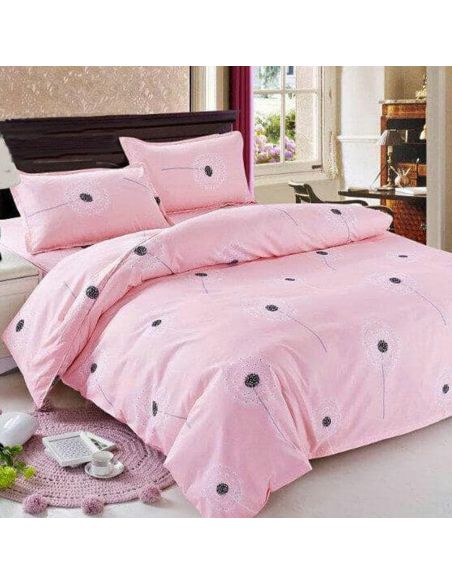 Lenjerie bumbac Dandelion, 2persoane, 4 piese, Elastix