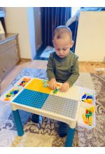 Photo from customer for Masa tip lego pentru copii + 1 scaunel + 162 cuburi si 4 cutii depozitare, masa lego ajustabila, masuta activitati