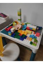 Photo from customer for Masa tip lego pentru copii + 1 scaunel + 186 cuburi si 4 cutii depozitare, masa lego ajustabila, masuta activitati