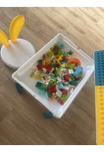 Photo from customer for Masa tip lego pentru copii + 1 scaunel + 186 cuburi si 4 cutii depozitare, masa lego ajustabila, masuta activitati