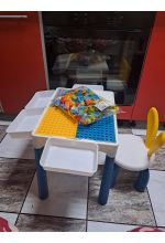 Photo from customer for Masa tip lego pentru copii + 1 scaunel + 186 cuburi si 4 cutii depozitare, masa lego ajustabila, masuta activitati