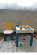 Photo from customer for Masa tip lego pentru copii + 1 scaunel + 186 cuburi si 4 cutii depozitare, masa lego ajustabila, masuta activitati